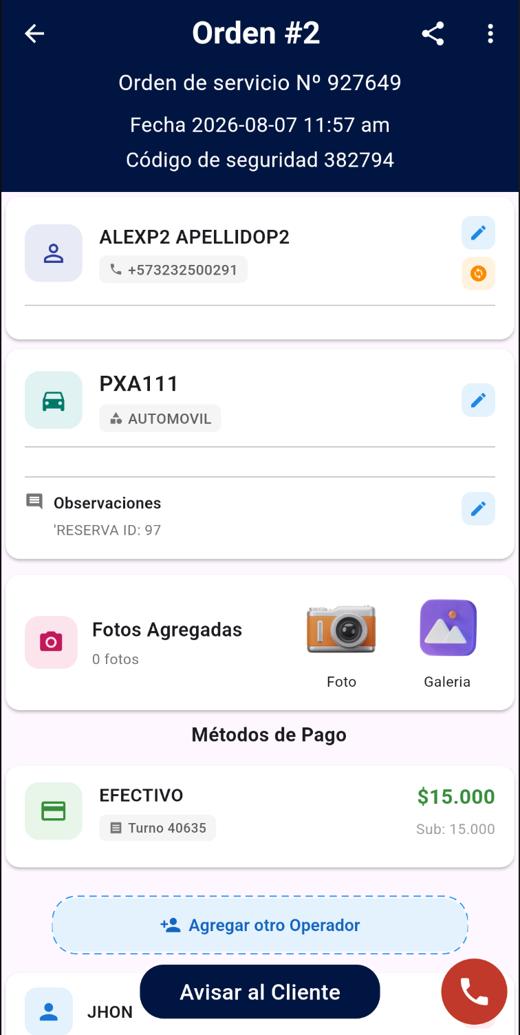 X2 App - Órdenes