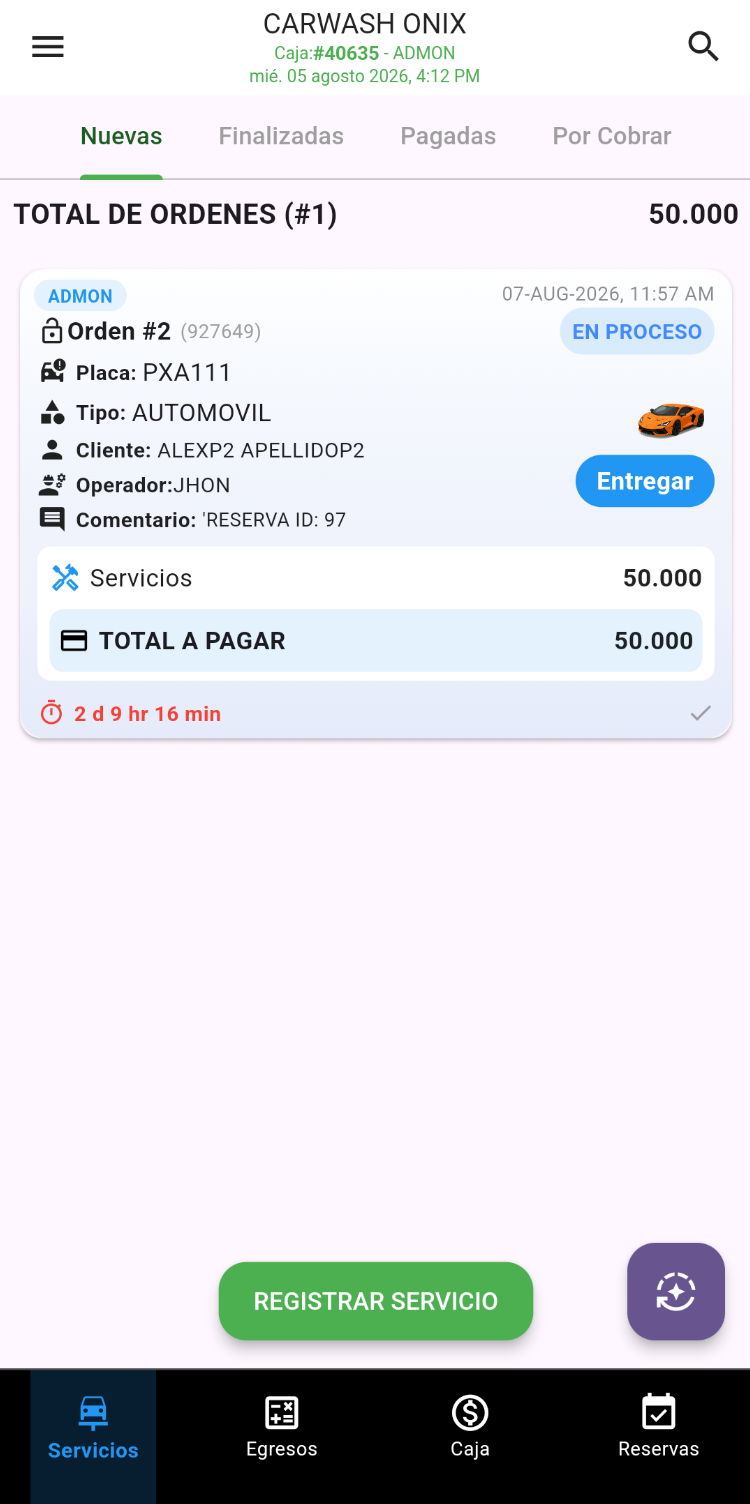 X2 App - Detalle de orden